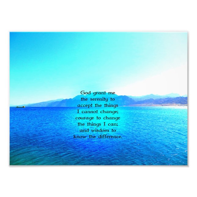 Serenity Prayer With Blue Ocean and Amazing Sky Photo Print (Front)