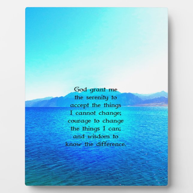 Serenity Prayer With Blue Ocean and Amazing Sky Plaque (Front)