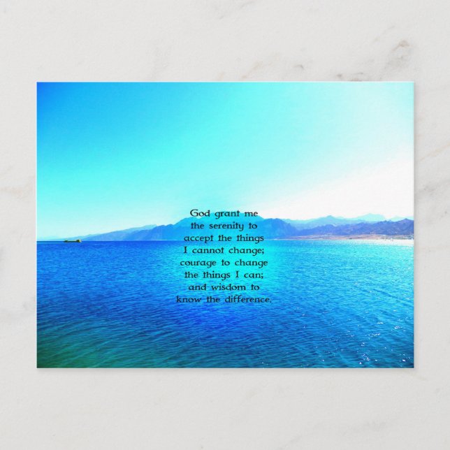 Serenity Prayer With Blue Ocean and Amazing Sky Postcard (Front)