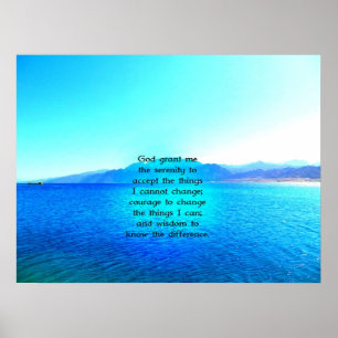 Serenity Prayer With Blue Ocean and Amazing Sky Poster