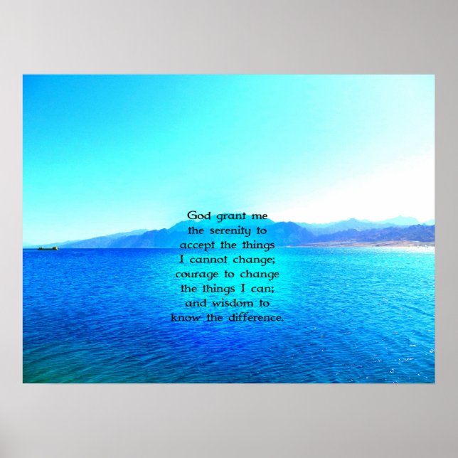 Serenity Prayer With Blue Ocean and Amazing Sky Poster (Front)