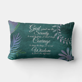 Serenity prayer with butterfly, iridescent florals lumbar cushion