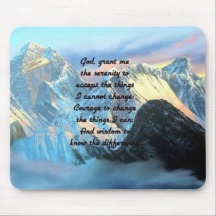 Serenity Prayer With Panoramic View Mount Everest Mouse Pad