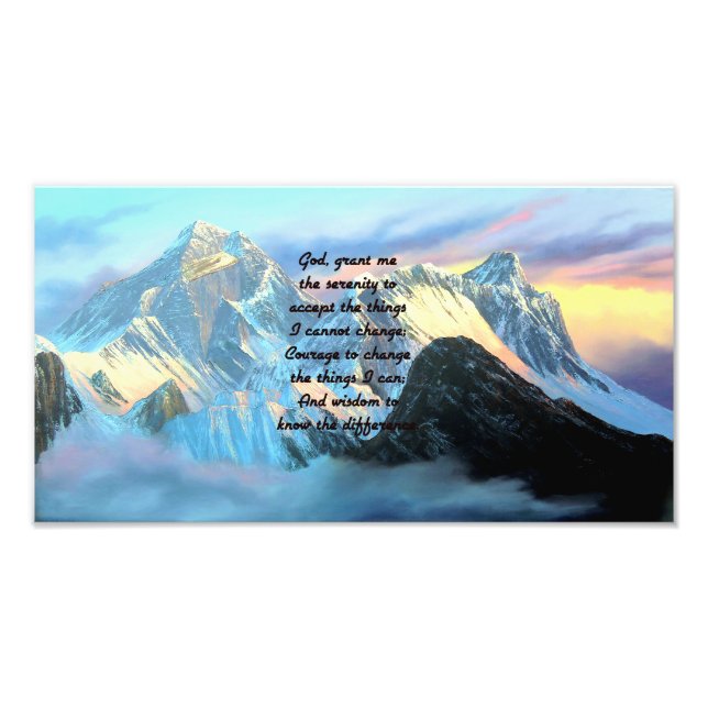 Serenity Prayer With Panoramic View Mount Everest Photo Print (Front)