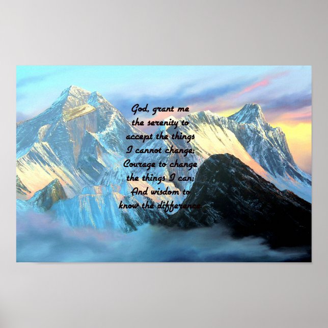 Serenity Prayer With Panoramic View Mount Everest Poster (Front)