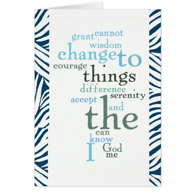 Serenity Prayer Word Art Zebra Print (Front)