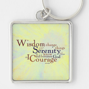 Serenity Prayer Wordle on abstract Key Ring