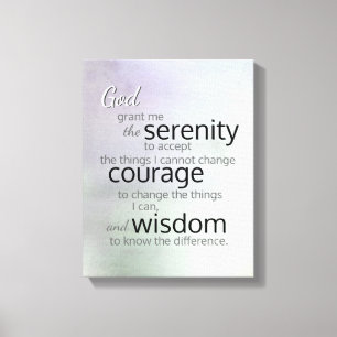 Serenity prayer wrapped canvas on soft colours