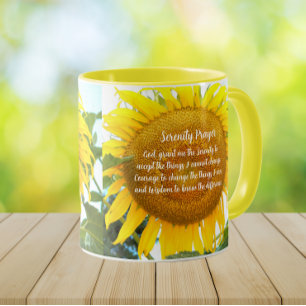Serenity Prayer Yellow Sunflower Floral Mug