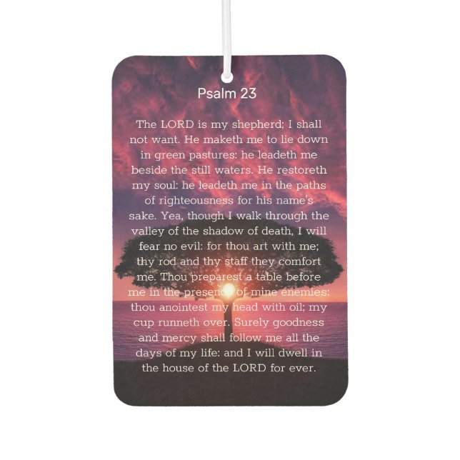 SERENITY Psalm 23 Sunset Memorial  Car Air Freshener (Front)