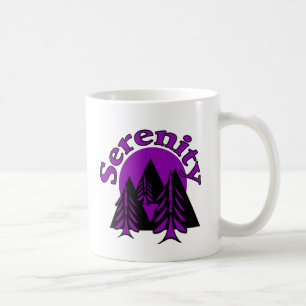 Serenity Quote Modern Black Purple Moon Trees Coffee Mug