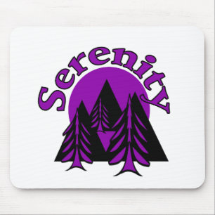 Serenity Quote Modern Black Purple Moon Trees Mouse Pad