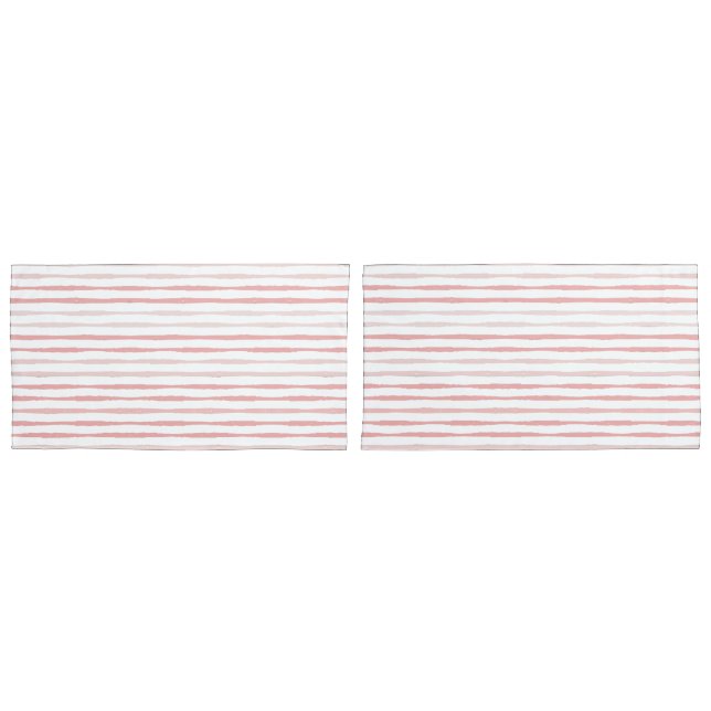 Serenity Romantic Pink Striped King Pillowcase (Front-Set)