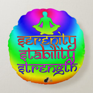 Serenity Stability Strength Rainbow Intentions Round Cushion