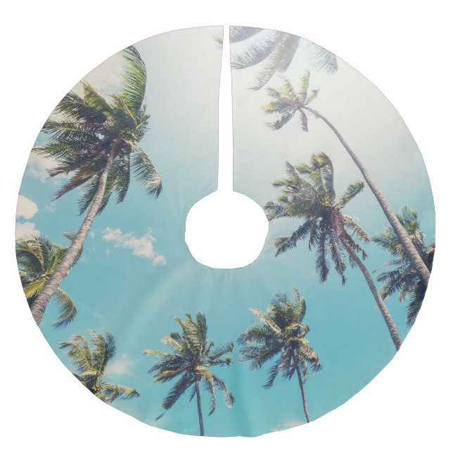 Serenity Tropical Beach Landscape Brushed Polyester Tree Skirt (Front)
