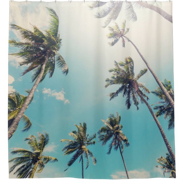 Serenity Tropical Beach Landscape Shower Curtain (Front)