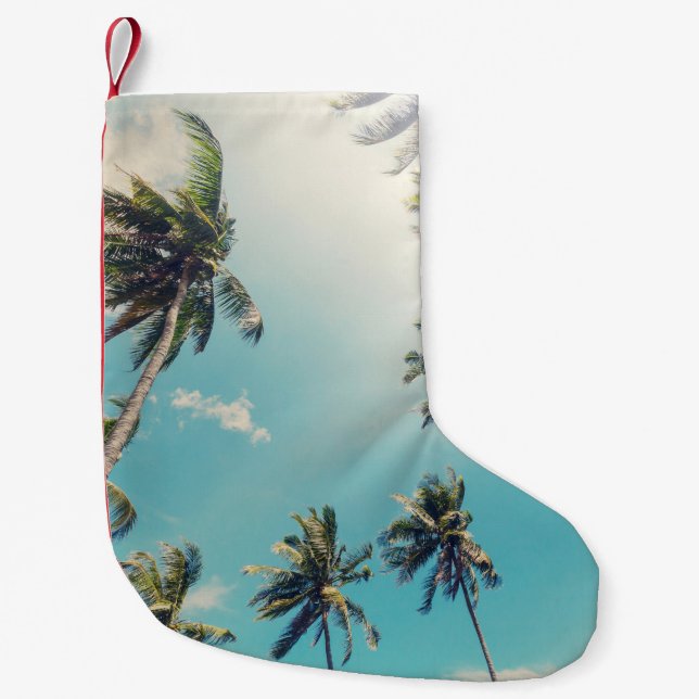 Serenity Tropical Beach Landscape Small Christmas Stocking (Front)