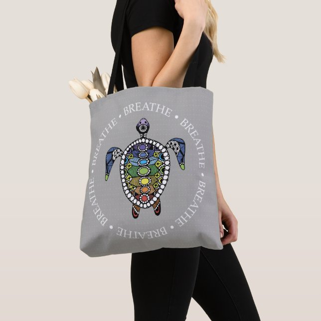 Serenity Turtle Chakras Tote Bag (Close Up)