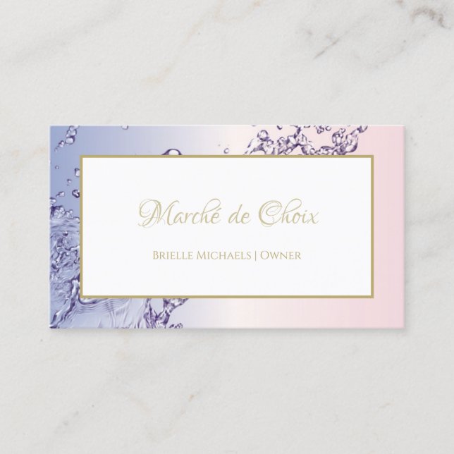 Serenity Water Splash Pink and Lavender Boutique Business Card (Front)