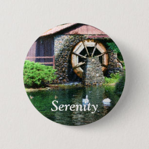 Serenity Water Wheel Inspirational Button