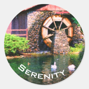 Serenity Water Wheel Inspirational  Classic Round Sticker