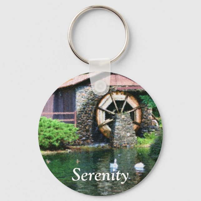 Serenity Water Wheel Inspirational Keychain (Front)