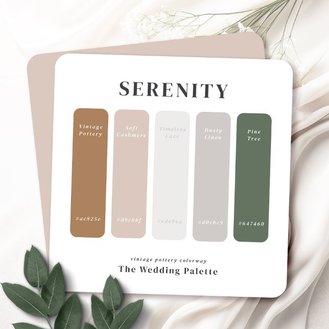 Serenity Wedding Suite | Neutral Colour Palette Card (The Serenity Wedding Suite Vintage Pottery Color Palette - Mix and match for the perfect wedding.)