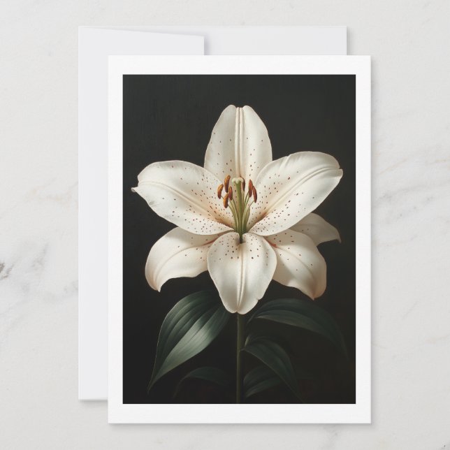 Serenity White Lily - Elegant Floral Tribute Invitation (Front)