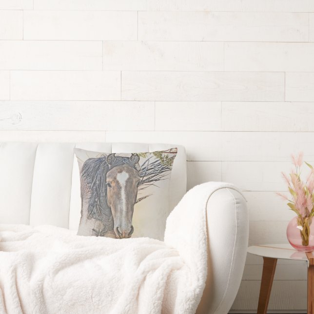 Serenity Wild Horses Throw Pillow (Couch)