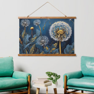 Serenity with Dandelions in Nightsky AI Art Hanging Tapestry