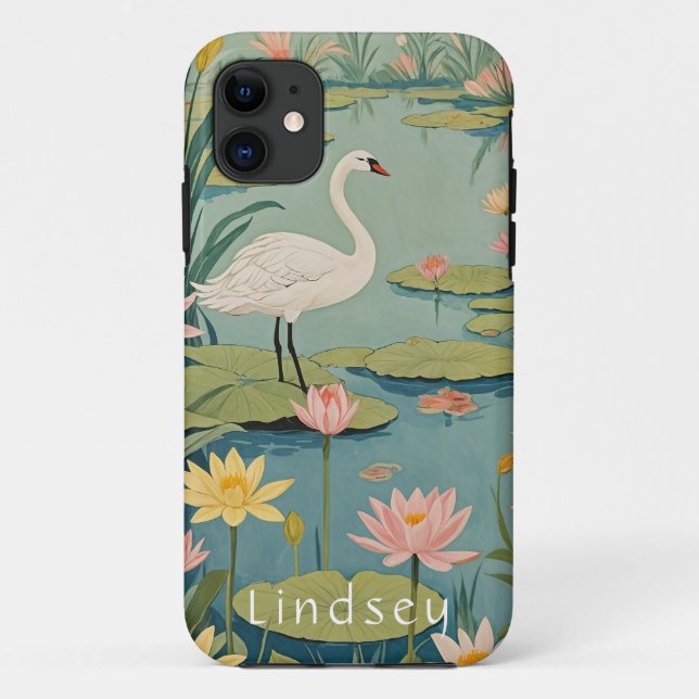 Serenity's Grace: Lily Pond Swan Case-Mate iPhone Case (Back)