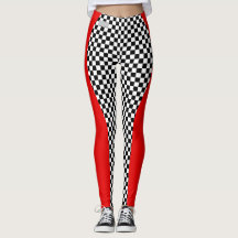 SERESHKI COLLECTION Red Racer Chequered Leggings