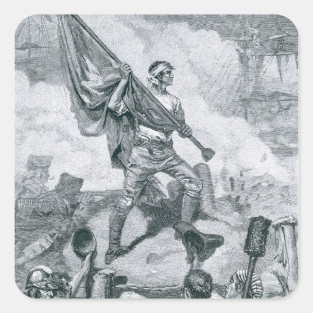 Sergeant Jasper at the Battle of Fort Moultrie Square Sticker (Front)