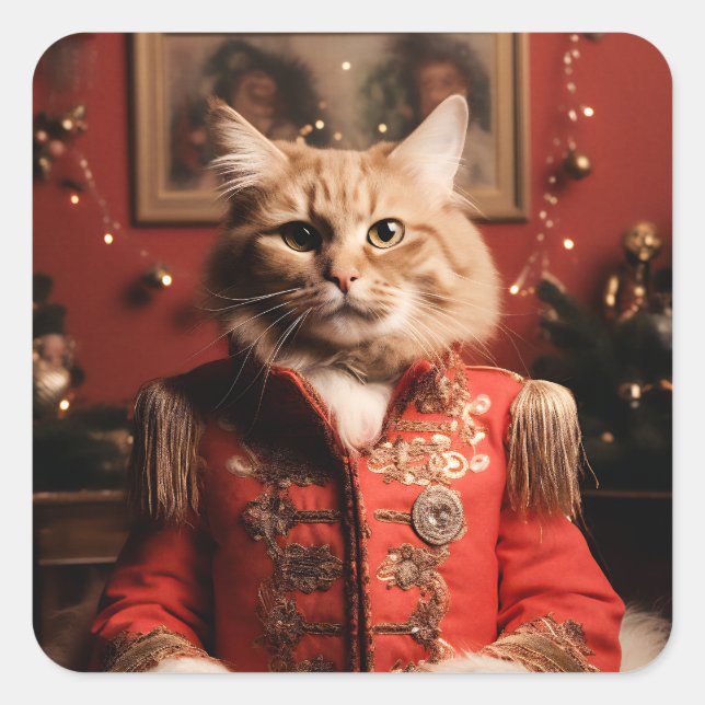 Sergeant Pepper Cat Square Sticker (Front)