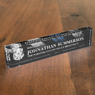 Sergeant Police Department Thin Blue Line Logo Nameplate