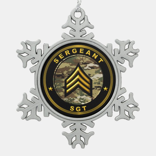 Sergeant SGT Snowflake Pewter Christmas Ornament (Front)