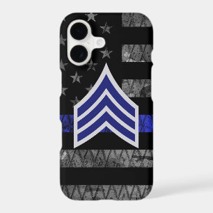 Sergeant Stripes Thin Blue Line Distressed Flag