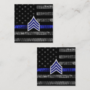 Sergeant Stripes Thin Blue Line Distressed Flag Discount Card
