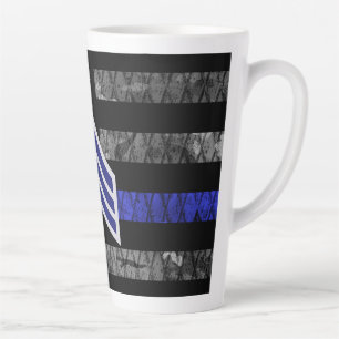 Sergeant Stripes Thin Blue Line Distressed Flag Latte Mug