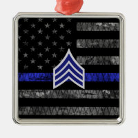 Sergeant Stripes Thin Blue Line Distressed Flag
