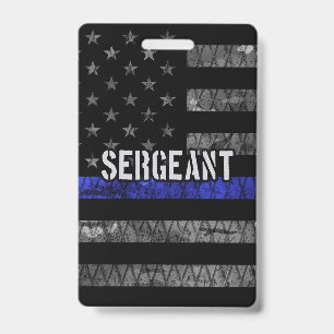 Sergeant Thin Blue Line Distressed Flag ID Badge