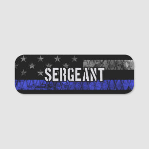 Sergeant Thin Blue Line Distressed Flag Name Tag