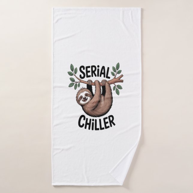 Serial Chiller Sloth Hanging from Branch Bath Towel (Bath Towel)