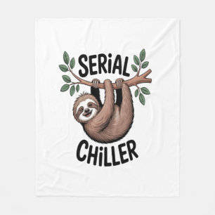Serial Chiller Sloth Hanging from Branch Fleece Blanket