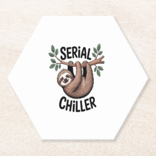 Serial Chiller Sloth Hanging from Branch Paper Coaster