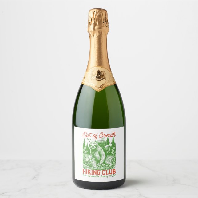 Serial Chiller Sloth Hanging from Branch Sparkling Wine Label (Front)