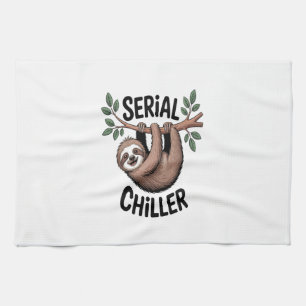 Serial Chiller Sloth Hanging from Branch Tea Towel