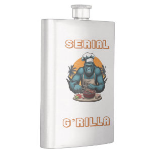 Serial G'rilla Master BBQ Griller Fun Pun Hip Flask