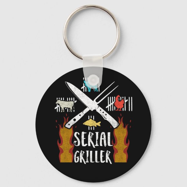 Serial Griller Fathers Grilling Grill BBQ Master Key Ring (Front)