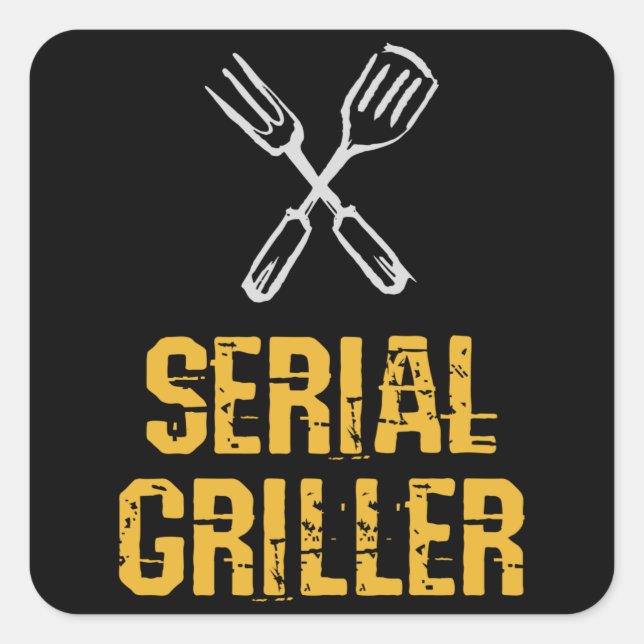 Serial griller Grill BBQ master Grill cutlery Square Sticker (Front)